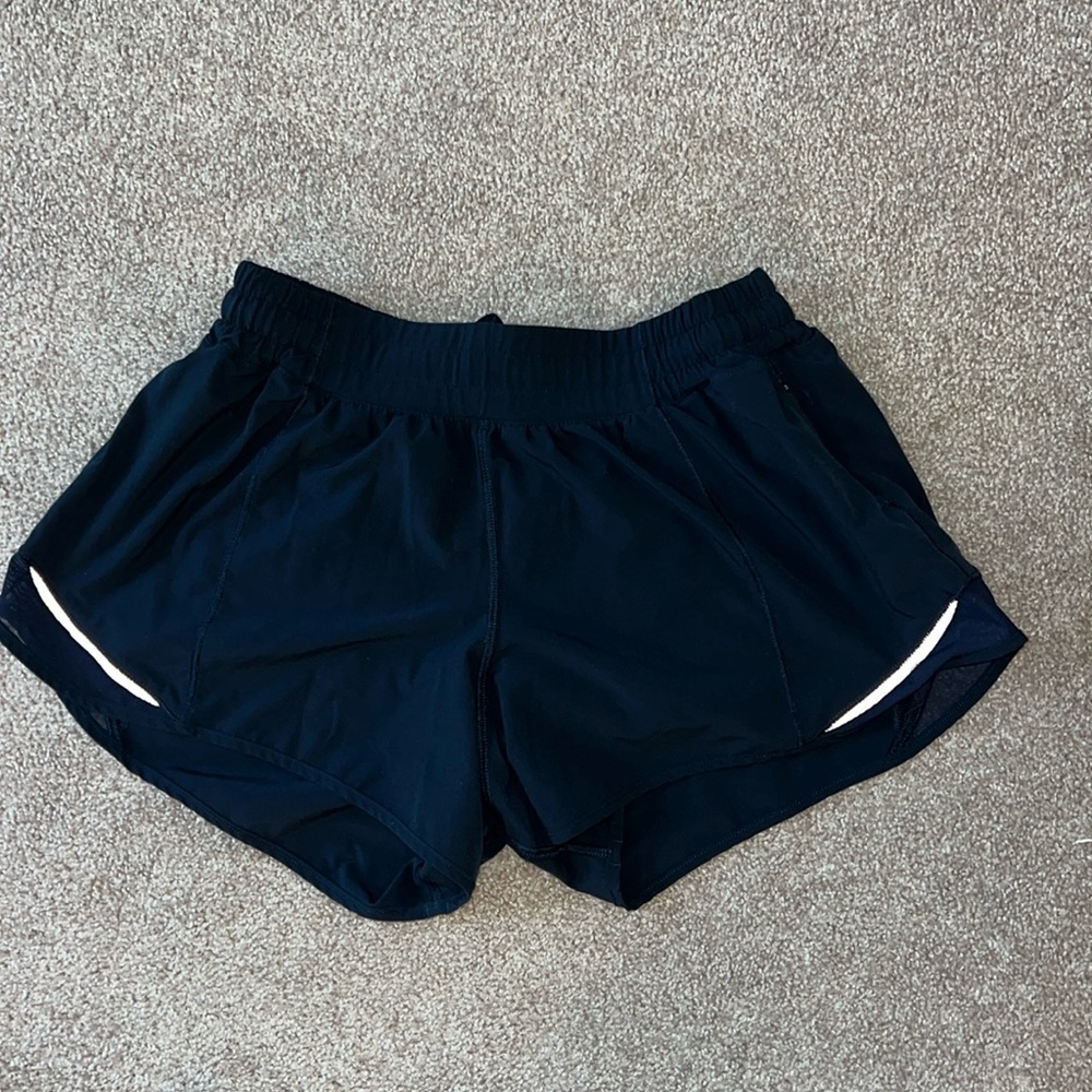 Navy Blue Lululemon Hotty Hot 4” shorts